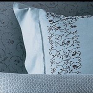 Sferra Flores embroidered boudoir sham new slate blue/ chocolate accents